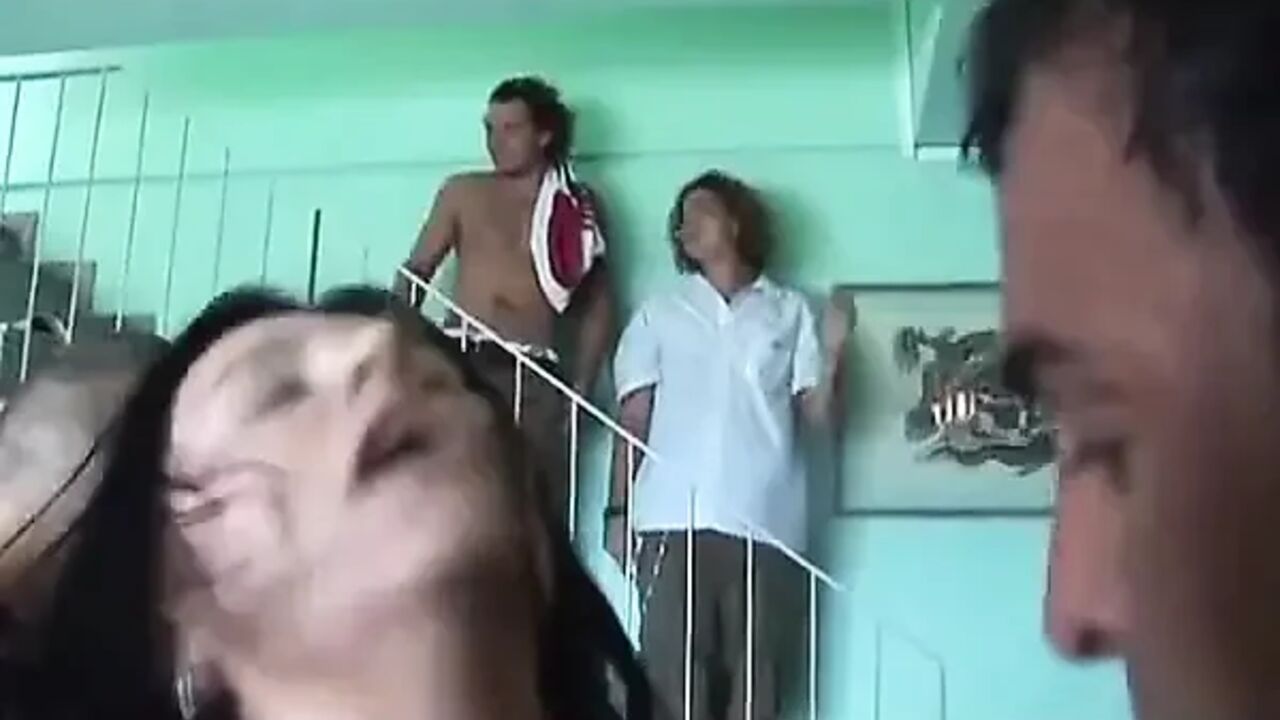 Hot bitch on the couch having an orgy