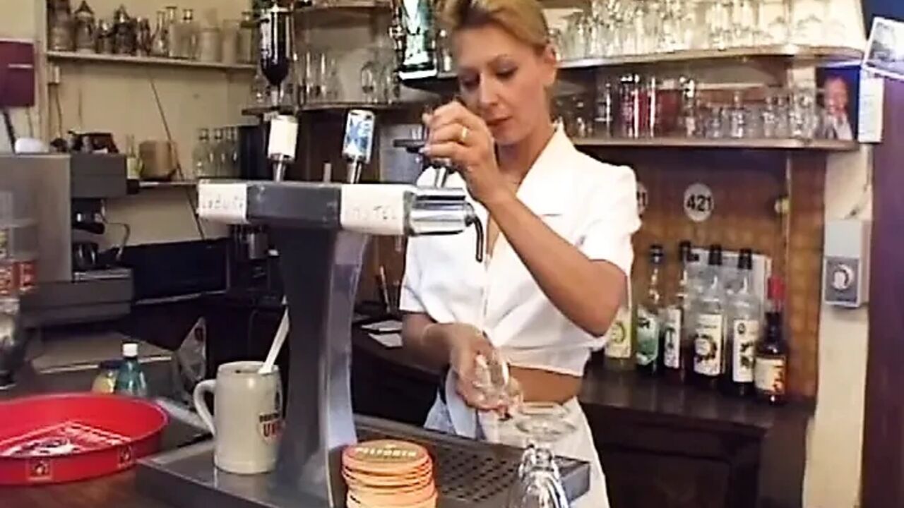 Petite French Waitress Pounded in Gang Bang Show