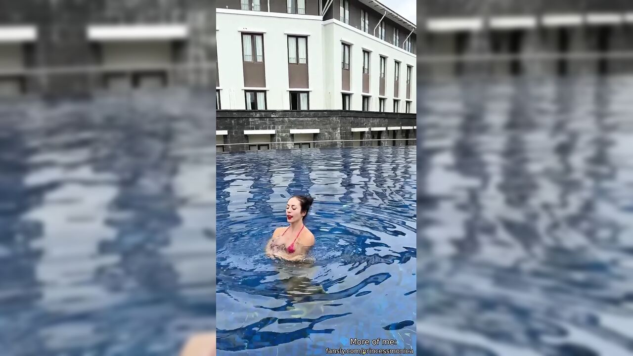 Wet Bikini Tease in the Pool