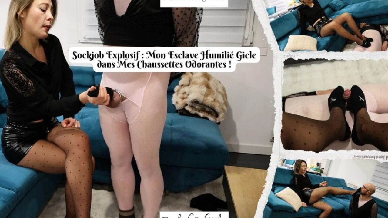 Explosive Sock My Humiliated Slave Cums in My Stinky Socks Sockjob! - Mistress Julia