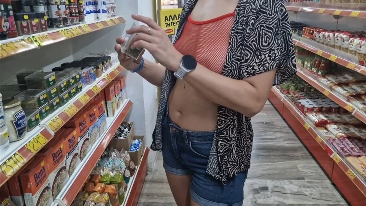 flashing tits in the store