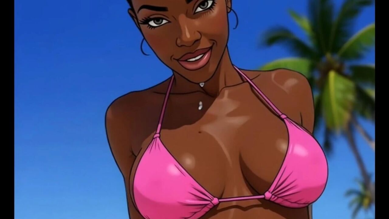Beach Slutty: Sexy African Girl Enjoys Life on a Paradise Beach and Unexpectedly Meets a Lustful White Guy