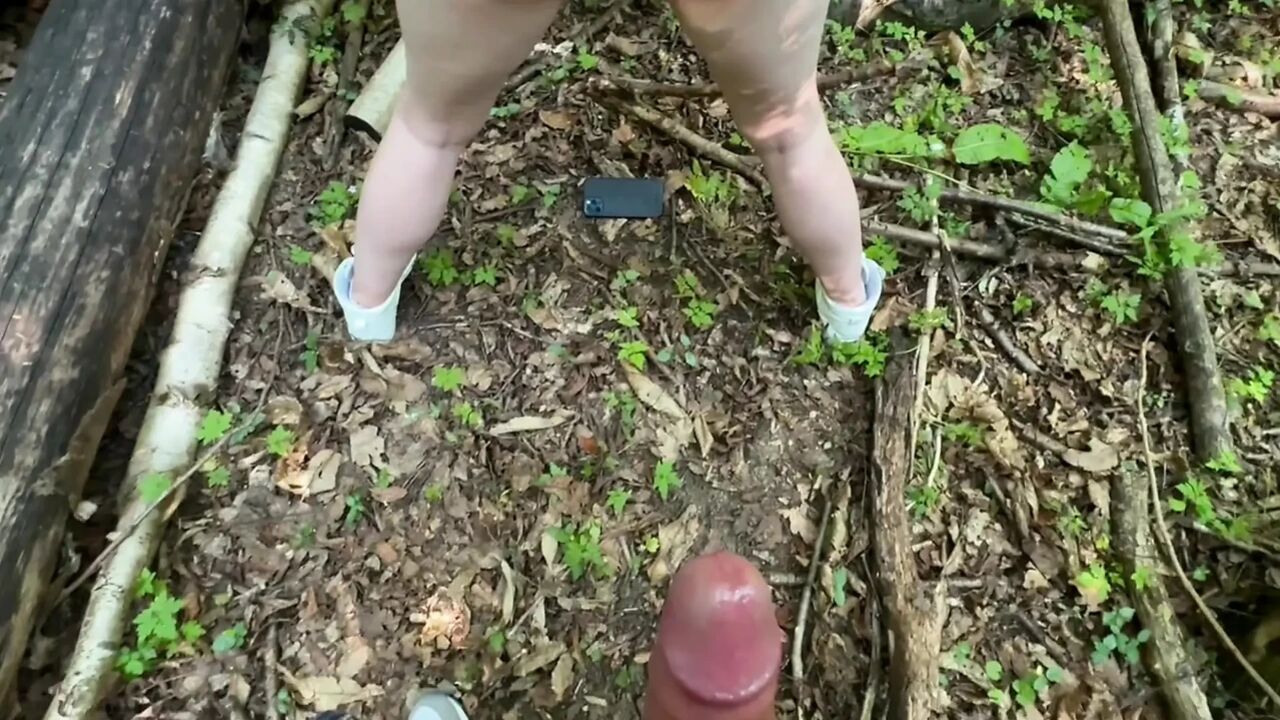 Bottom up view of small and tight young pussy getting fucked in the woods, barely legal chick getting fucked hard outside