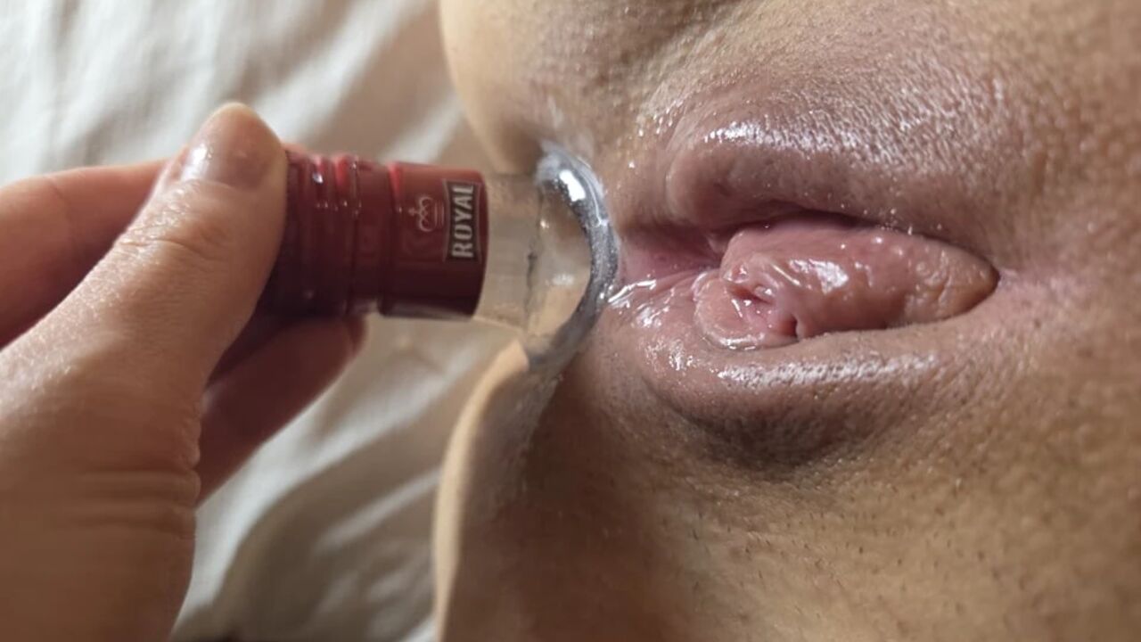 Extreme Anal Insertion with a Bottle Close up