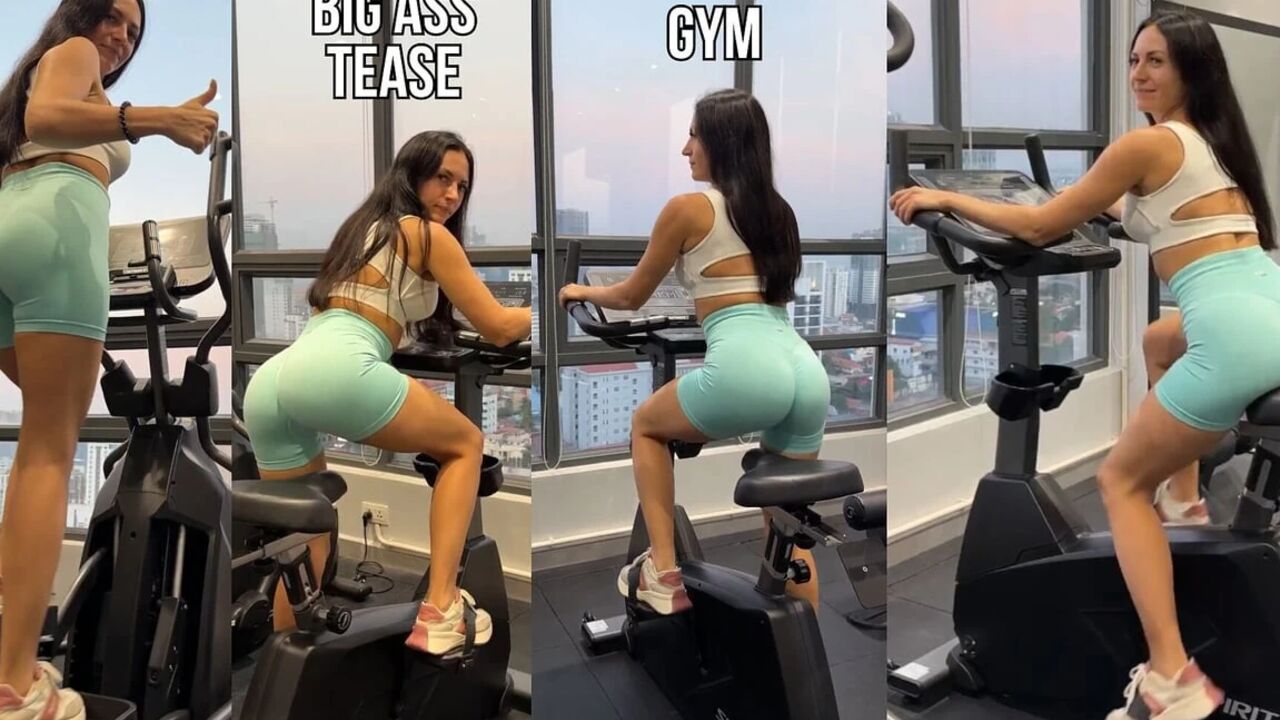 Brunette Big Ass Tease in Gym