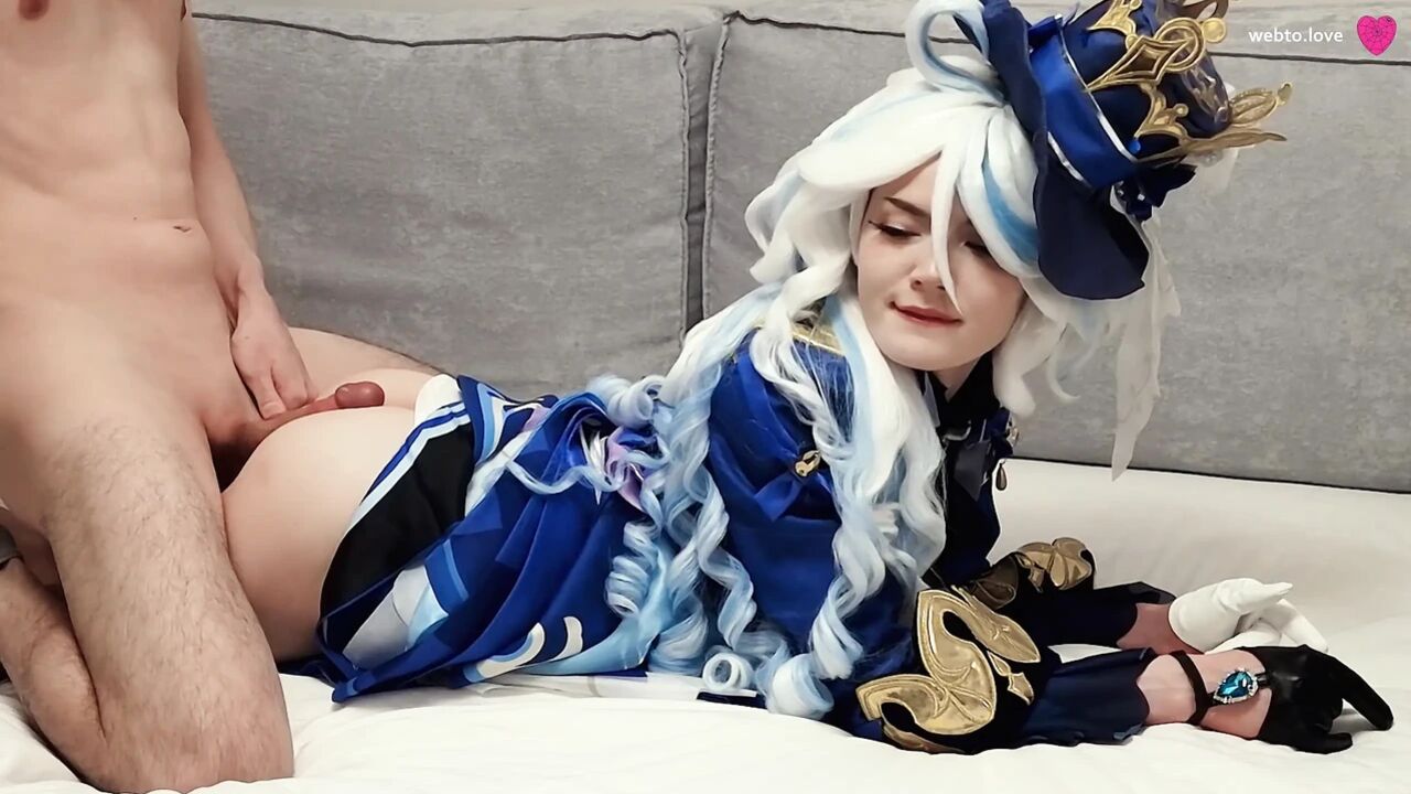 The kinky Furina from Genshin Impact prefers Aether's nutritious cum, which is supposed to end up in her shaved pussy