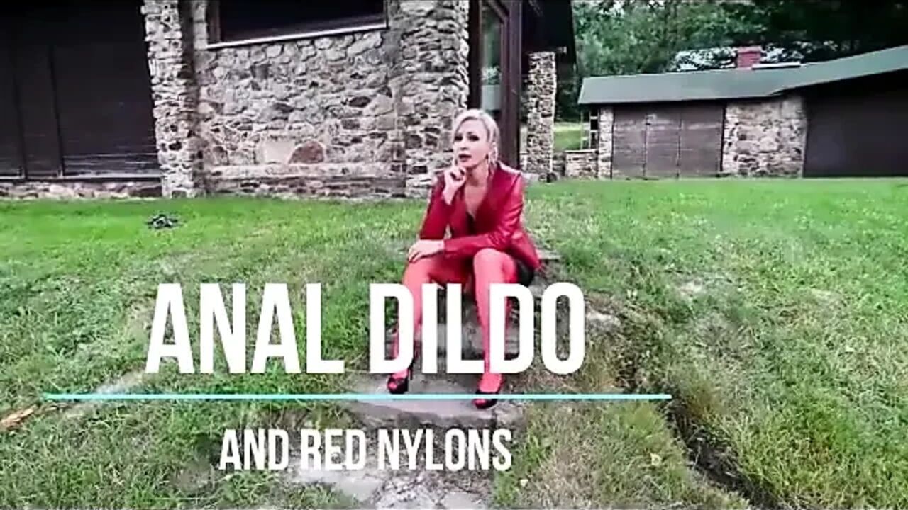 Outdoor Anal Fuck with a Big Rubber Dildo - Medium Resolution