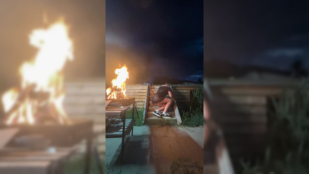 Stairway Tease by the Fire - Sheer Top, Thong & Slow Dance