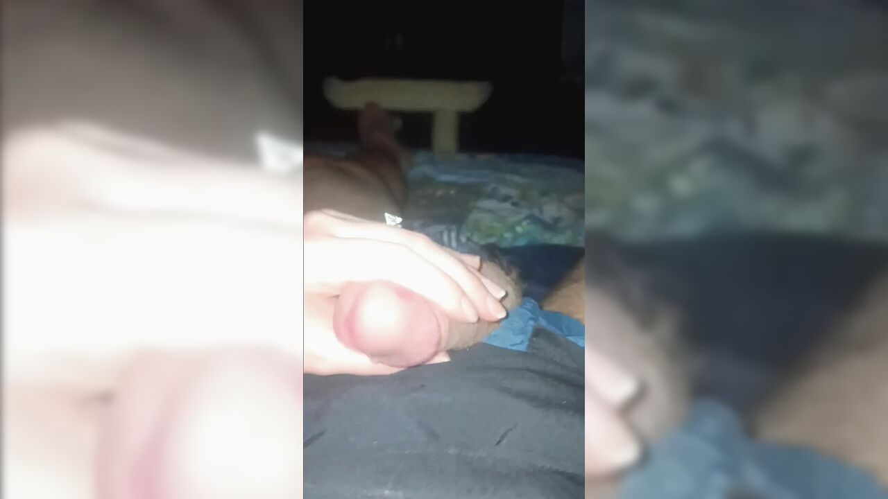 Edging hubby after days in chastity. I think he's excited