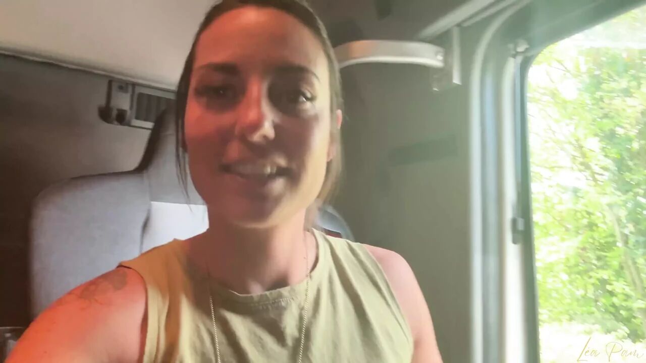Lea Pam Fingers, Strokes and Squirt 3 Times in This Solo Video Shot in the Cab of This Truck