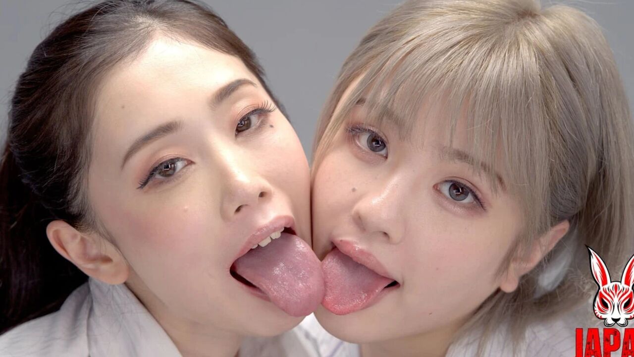 Haruhi Tsukigata Is Tied with Tape While Her Coworker an Komatsu Holds Her Tongue Like a Leash in the Empty Office