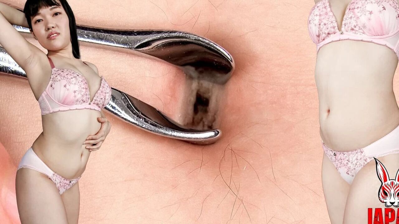 Mika Opens Her Deep Navel - Black Grime Cleanup to Finger Play