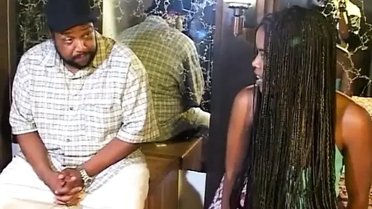 Cute ebony slut blowing cock and getting pussy drilled by horny fella