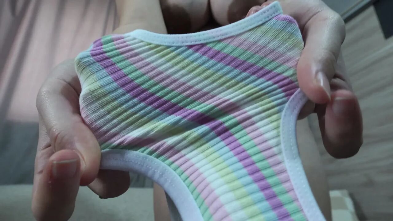 My Stepmom shows me his favorite panties then does camel toe pussy in them and masturbates with a vibrator until orgasm