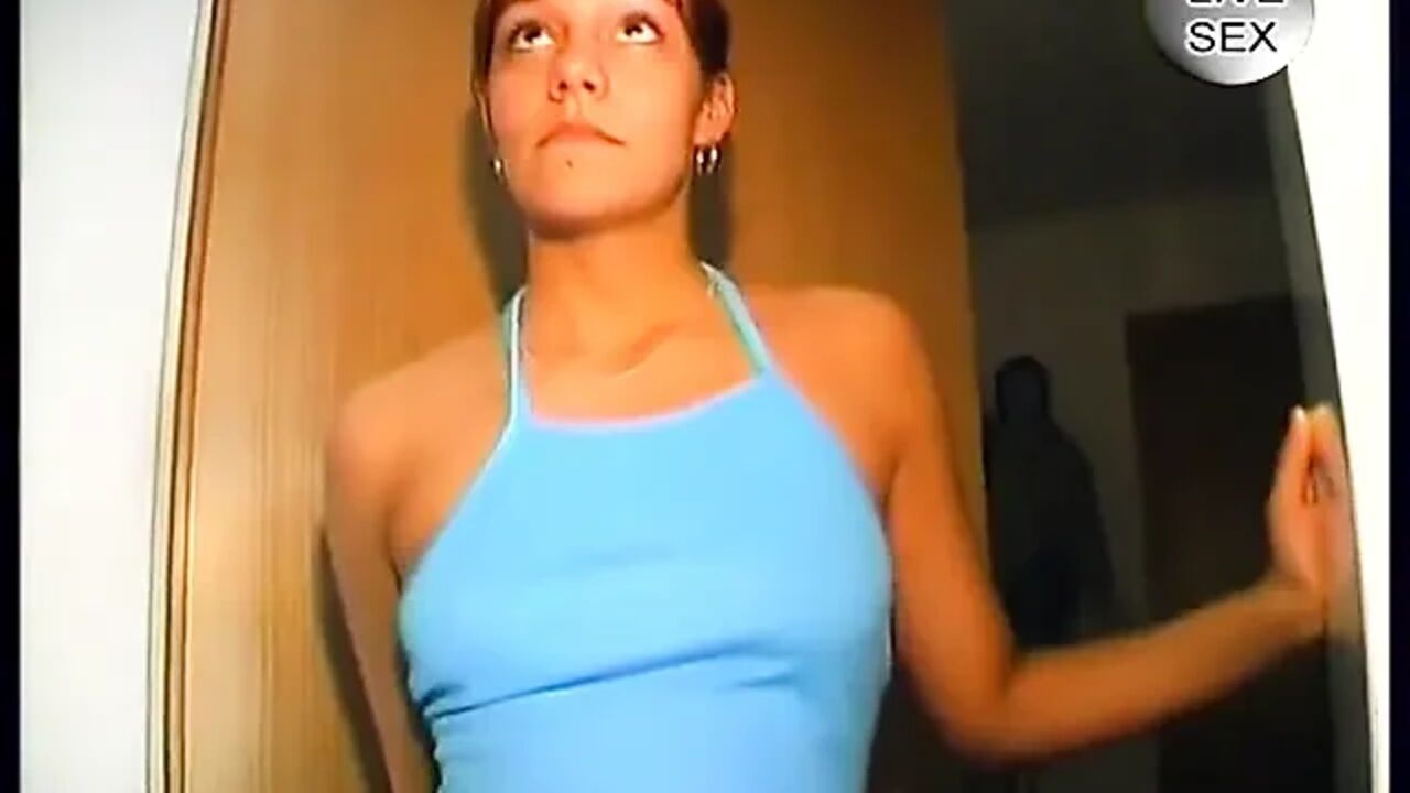 Brunette teen with small tits sucking dick and getting cum on tits