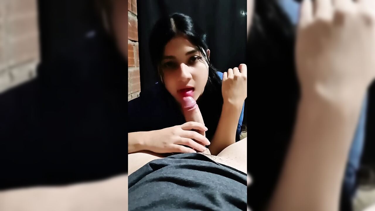 Schoolgirl loses bet and sucks me nice and shows me her big tits