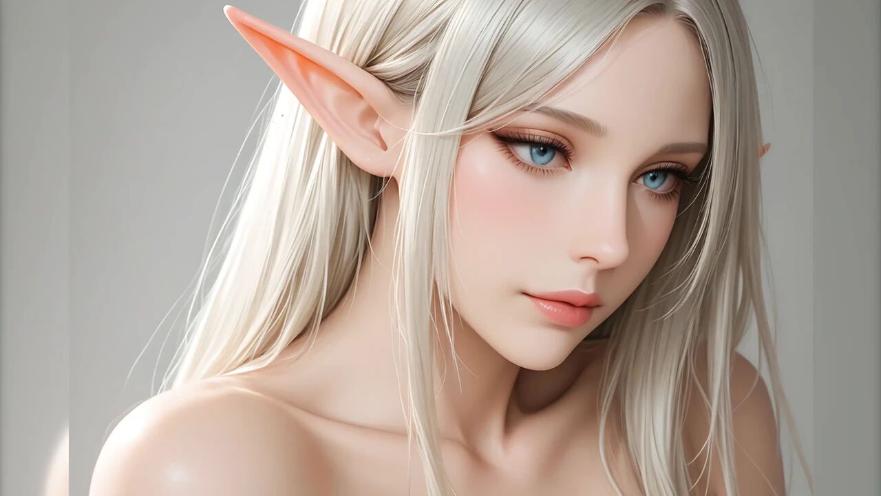 Lustrender Slideshow: Beautiful Nude Elf Head Turn Right Art - Ai Video