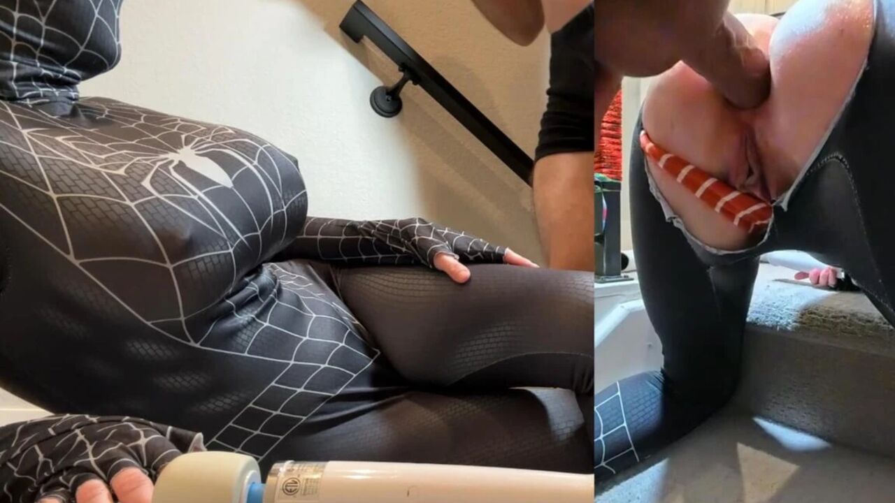 Spider Girl Anal Creampie with a Big Tits Rides Dick Until He Cums. Anal Destroyed by Big 8inch Dick