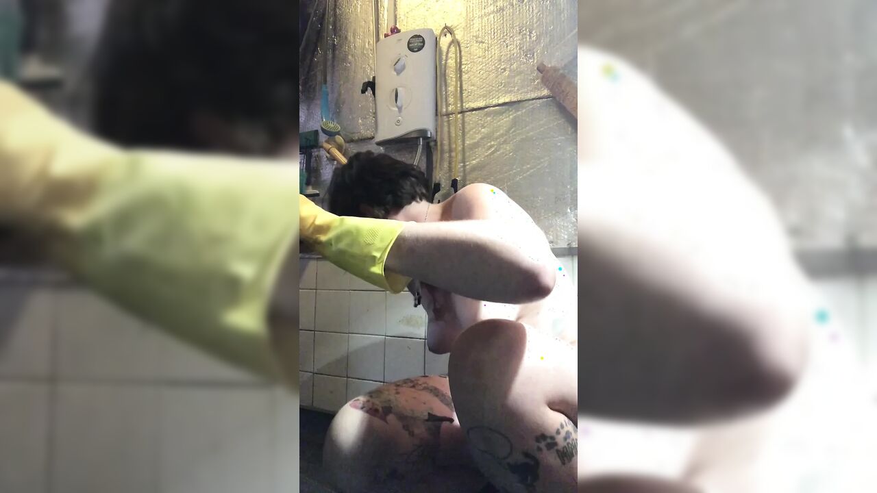 Epic View of My Ass and Bush in Your Face as I Do Naked Deep Cleaning in My Bathroom!