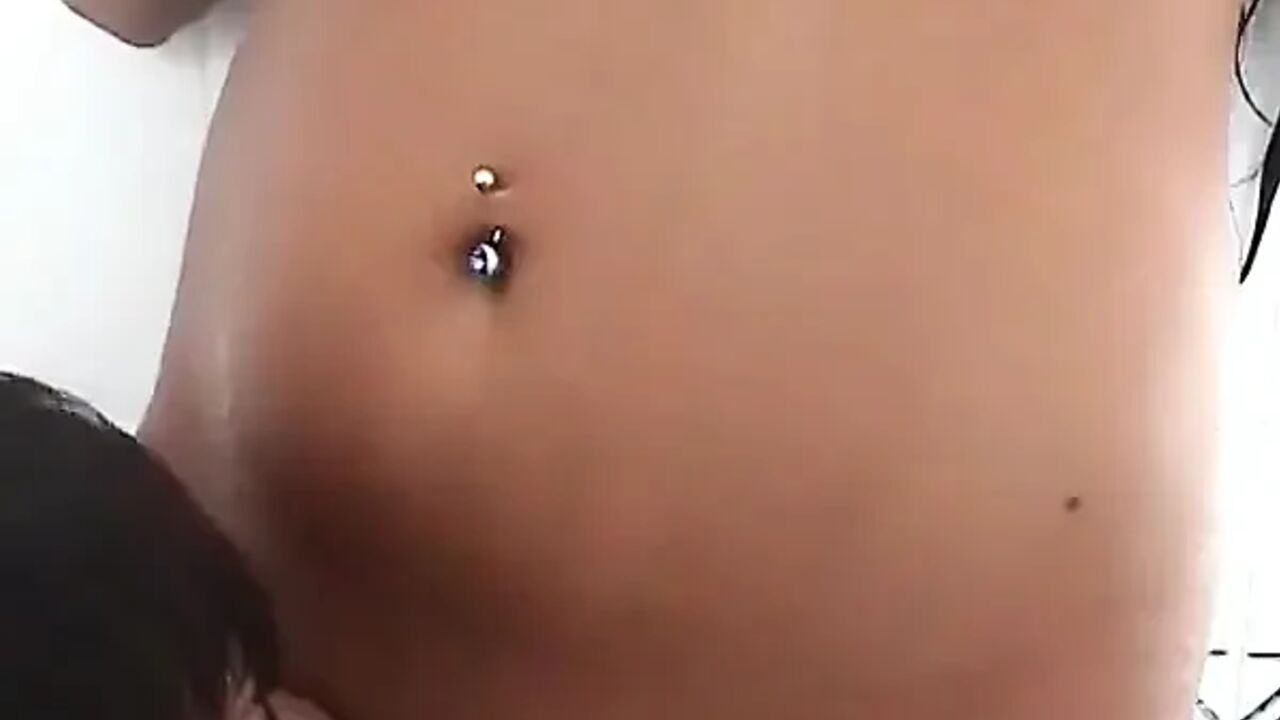 A Brunette with a Pierced Pubic Hair Gets Blown up with Delight