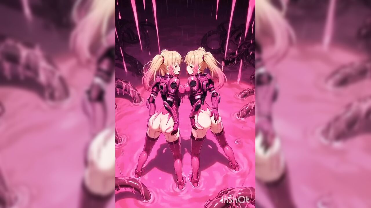 Two blonde anime girls in slime