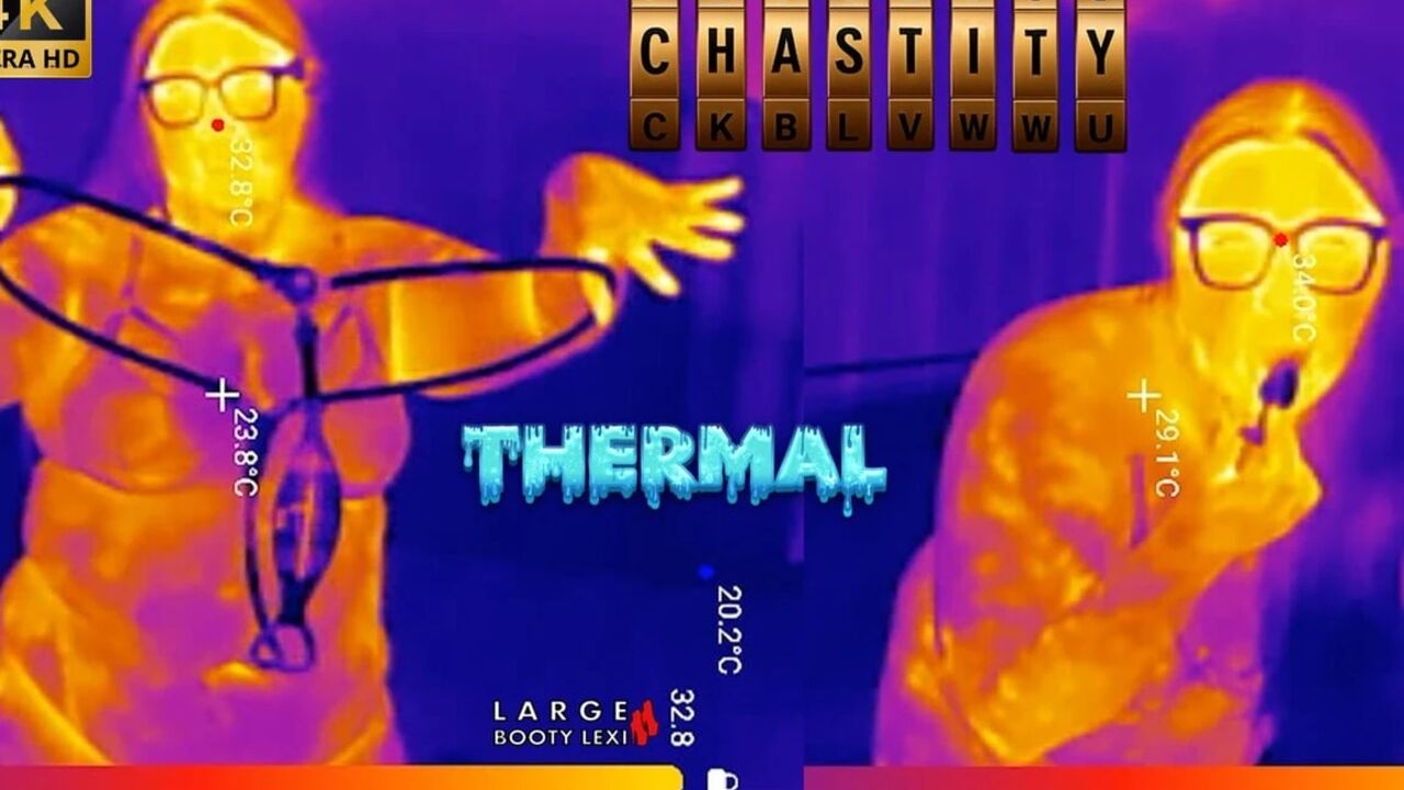 First Time Locked in Chastity Belt! Thick BBW Ass Fingered Deep Then Stuffed with 2 Huge Butt Plugs Thermal POV