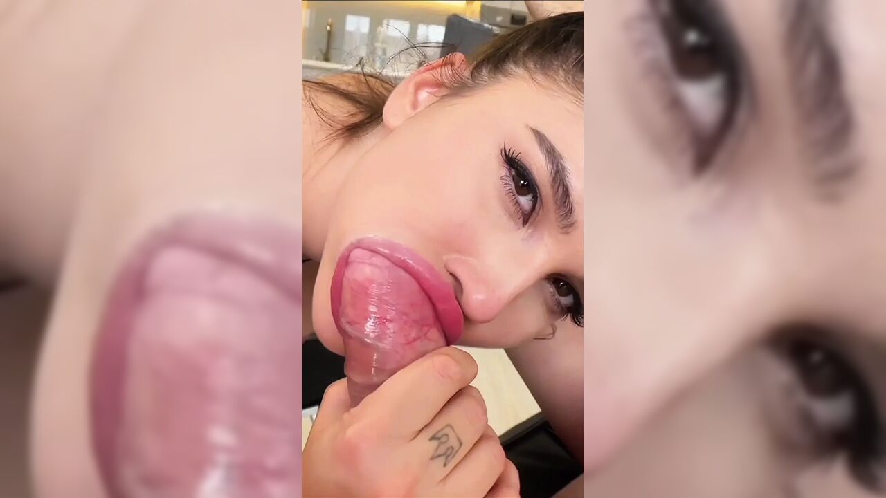 BIG DICK FOR DESSERT - Big Tits Brunette Stoped by for Juicy Blowjob And Tit Fuck after Gym in POV