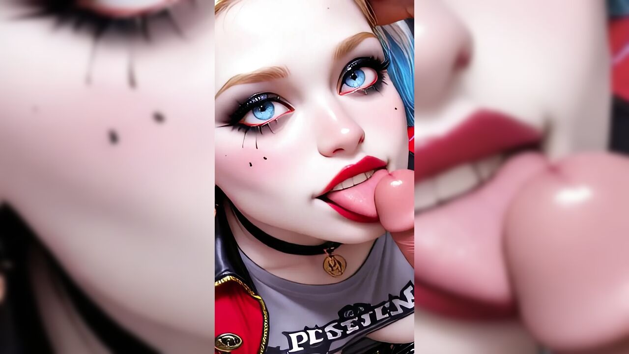 Psycho Cosplay Girl POV: Deepthroat & Messy Facial Cumshot AI Animation
