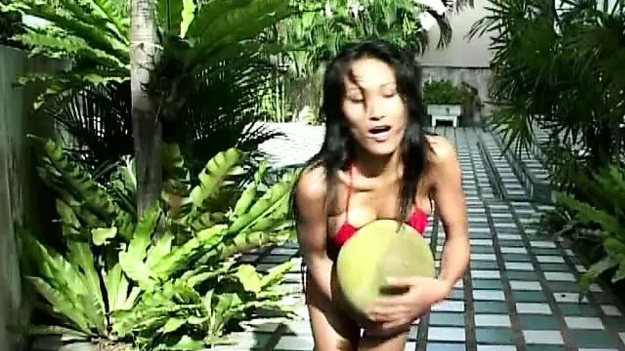 Asian girl playing through night and day
