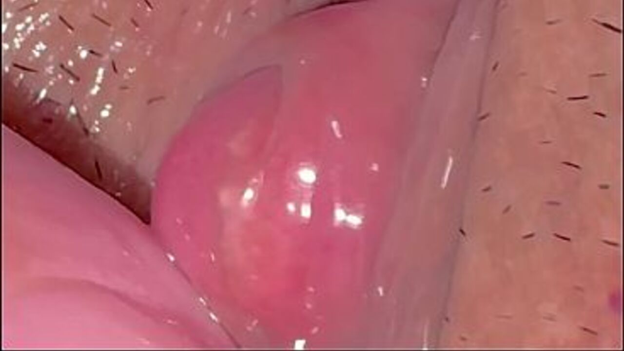 A virgin's cute pink clitoris.