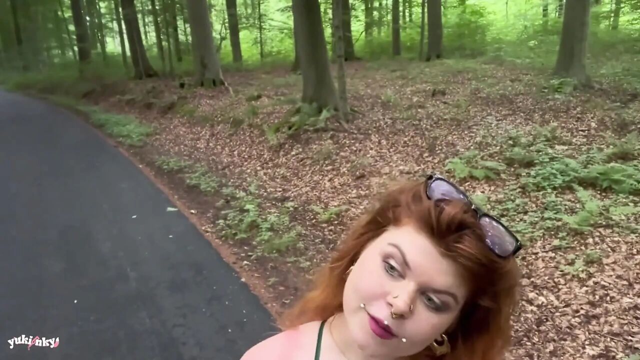 My Fan Has a Huge Cock - French Amateur Hiking Public Sex Hairy Redhead Fucking in Forest