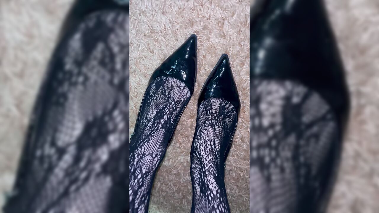 Playing with My Legs in Sexy Stockings and Heels