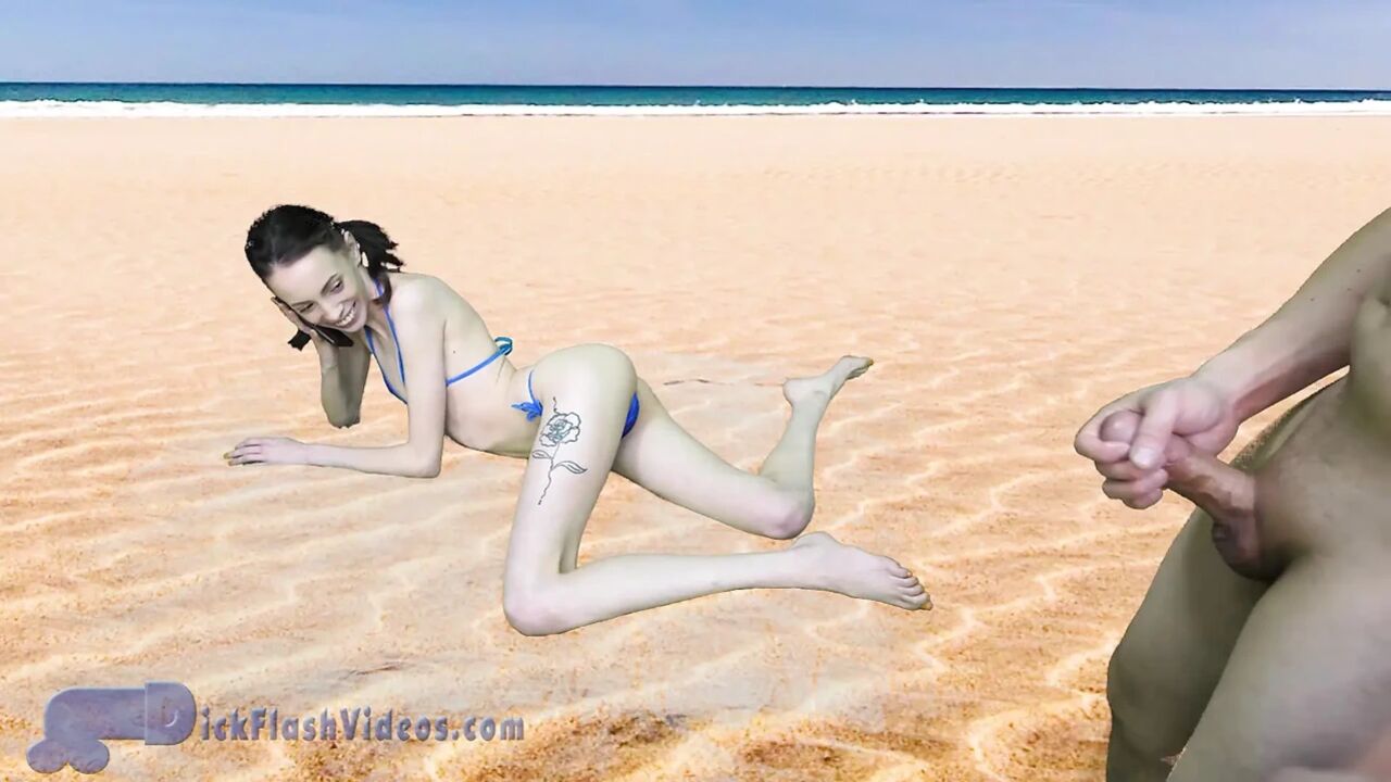 Petite Teen Aria Haze gets Dick-Flashed at the Beach CFNM
