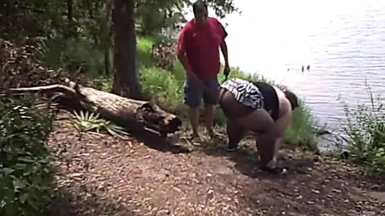 Angie Kimber gets spanked by lake dressed