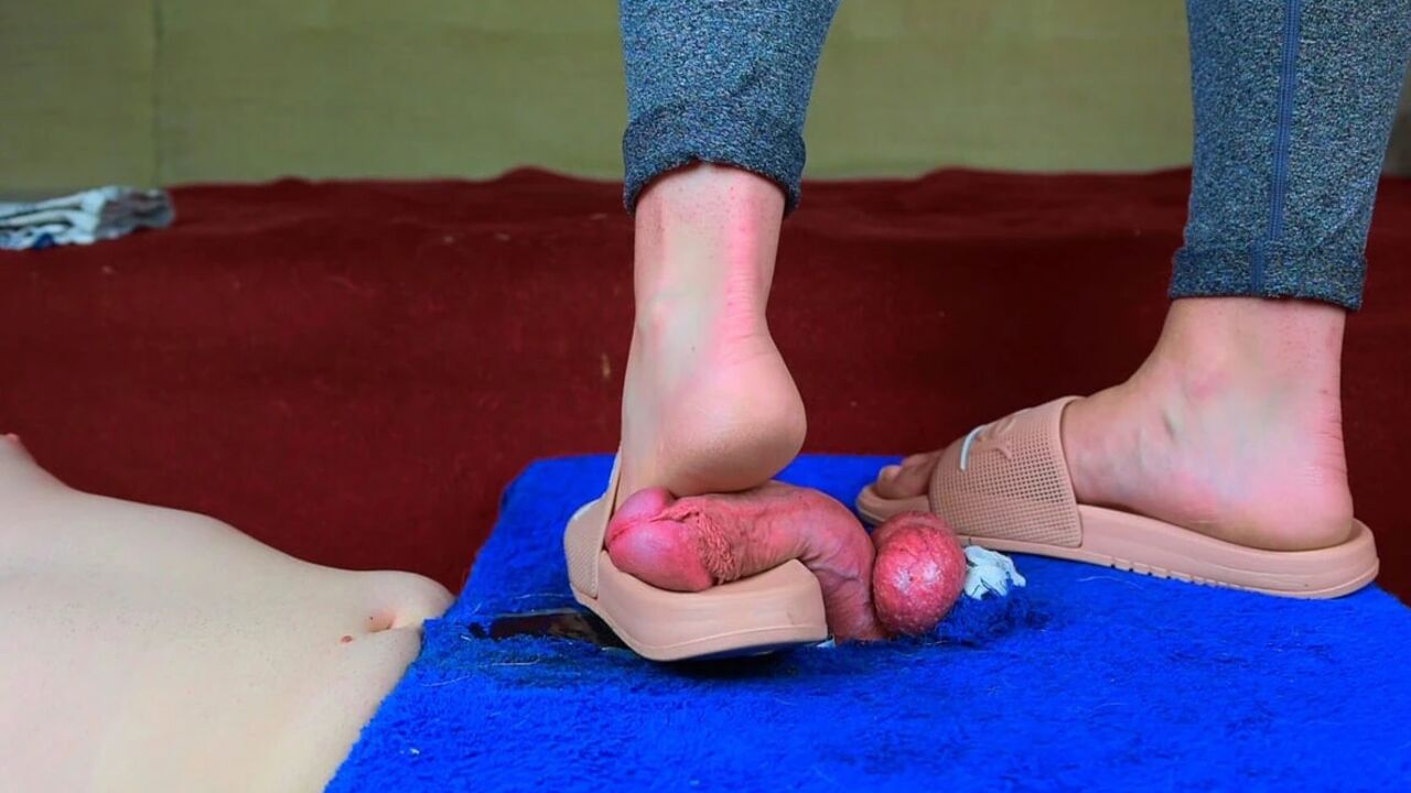 Slippers Cock Trampling and CBT, Femdom Jozi Trample