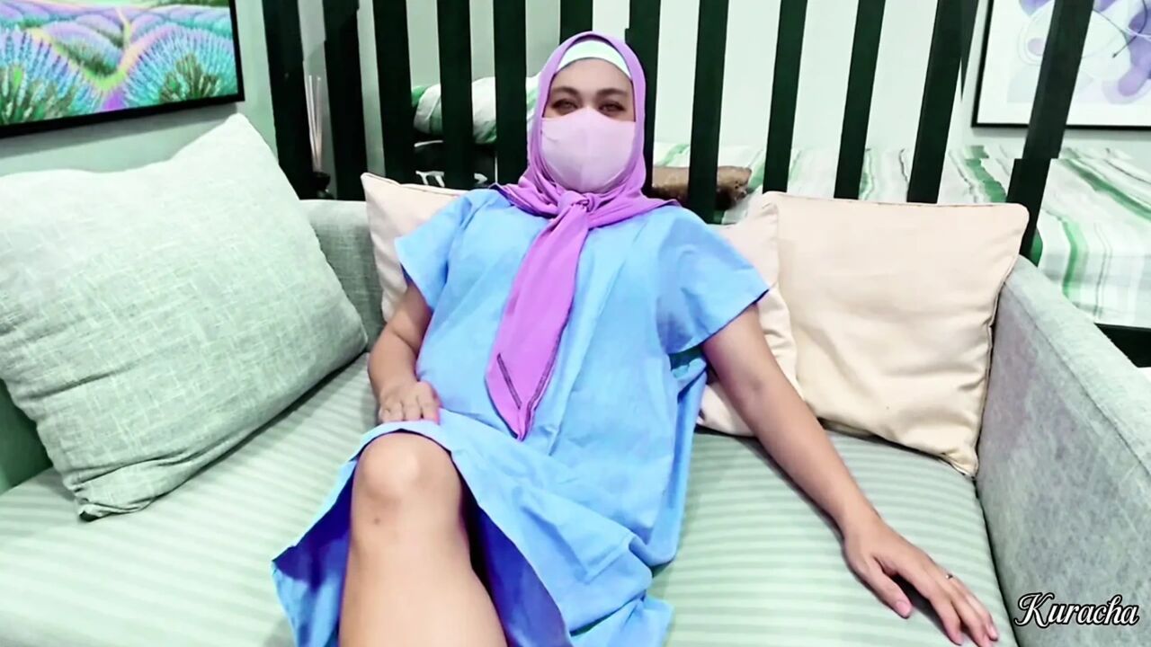 Hijab Girl patient feeling bored and alone at luxury Hospital kuala lumpur malaysia