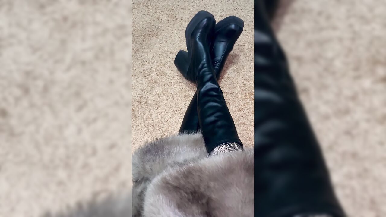 Playing with My Legs in Sexy Stocking and Boots