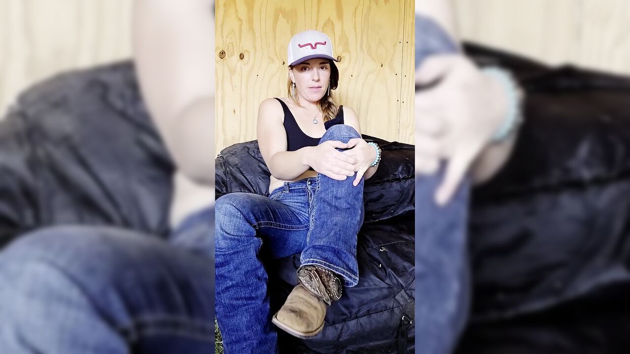 Redhead Shows off Feet and Naked Body Smelling Boots Socks and Feet