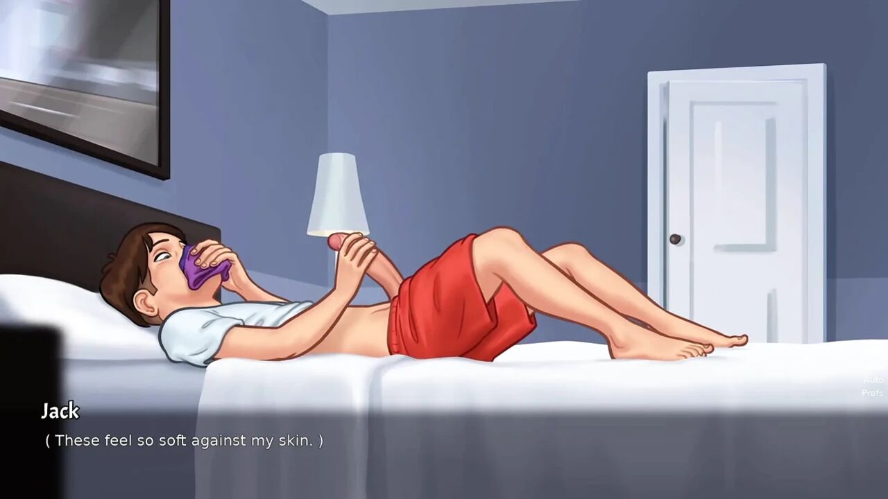 Stepson sniffs her Stepmom Panty while masturbating (Summertime Saga)
