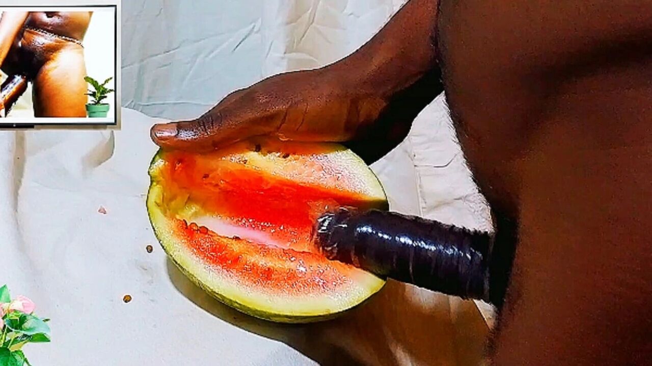 Male masturbation porn using sweet watermelon as a wet pussy. I fucked & enjoyed while watching female hot pussy till I got cum