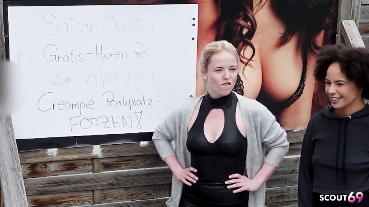 Two German Bitches Mia Adler and Lia Amalia Pick up Stranger for No Condom Fuck