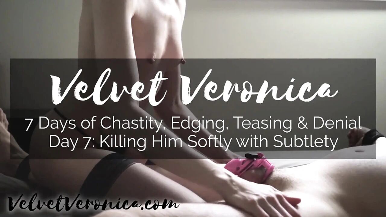 Chastity mistress tricks slave! Paintbrush cock tease denial Veronica