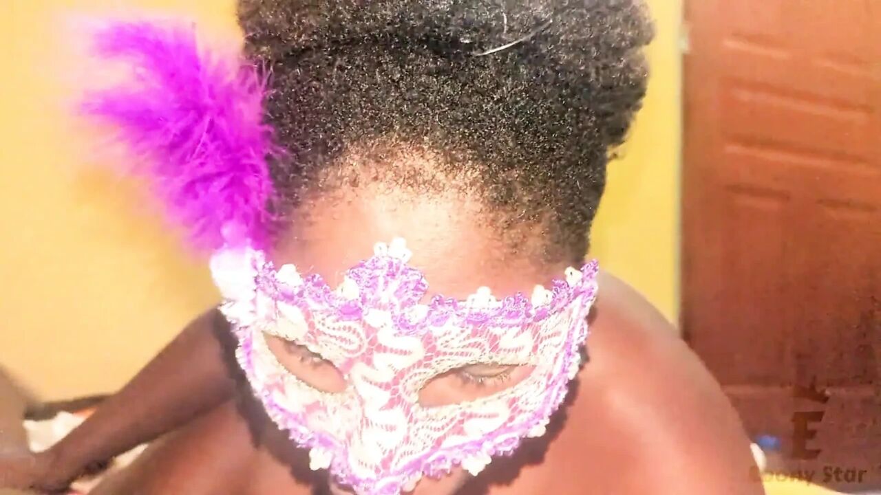 A Beautiful African Woman Seduces Her Husband on Halloween