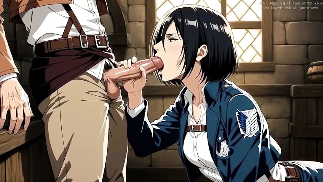 Eren gave Mikasa Ackerman oral sex and fucked her