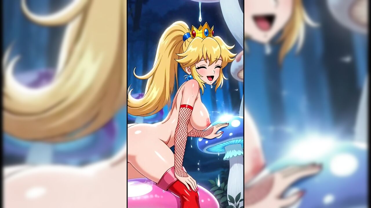 Princess peach funny bouncing body in a magic forest (Ai animation)