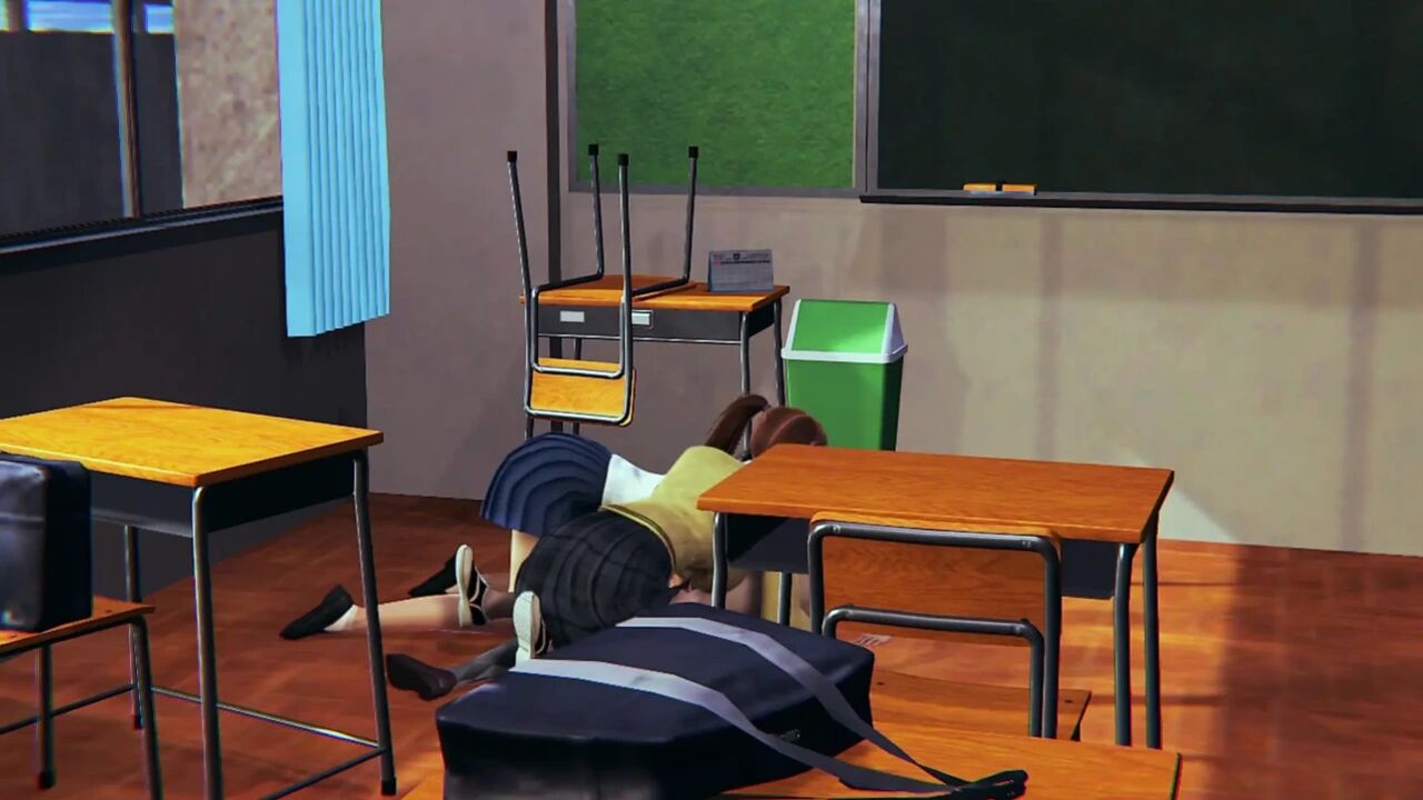 Japanese schoolgirls in the classroom sharing boyfriend +18 - 3d full animation