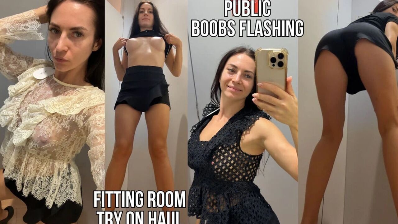 Tops Try on in a Locker Room, Big Boobs Flashing