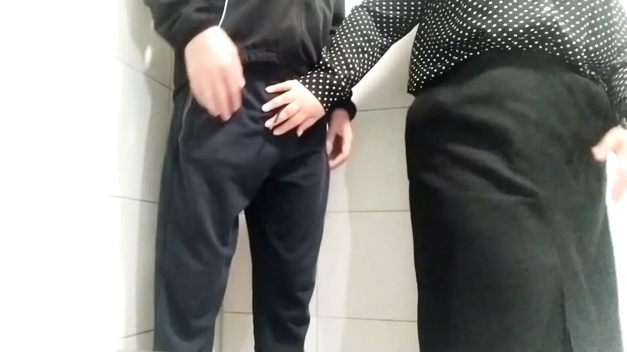 My stepmom made me cum in a public toilet
