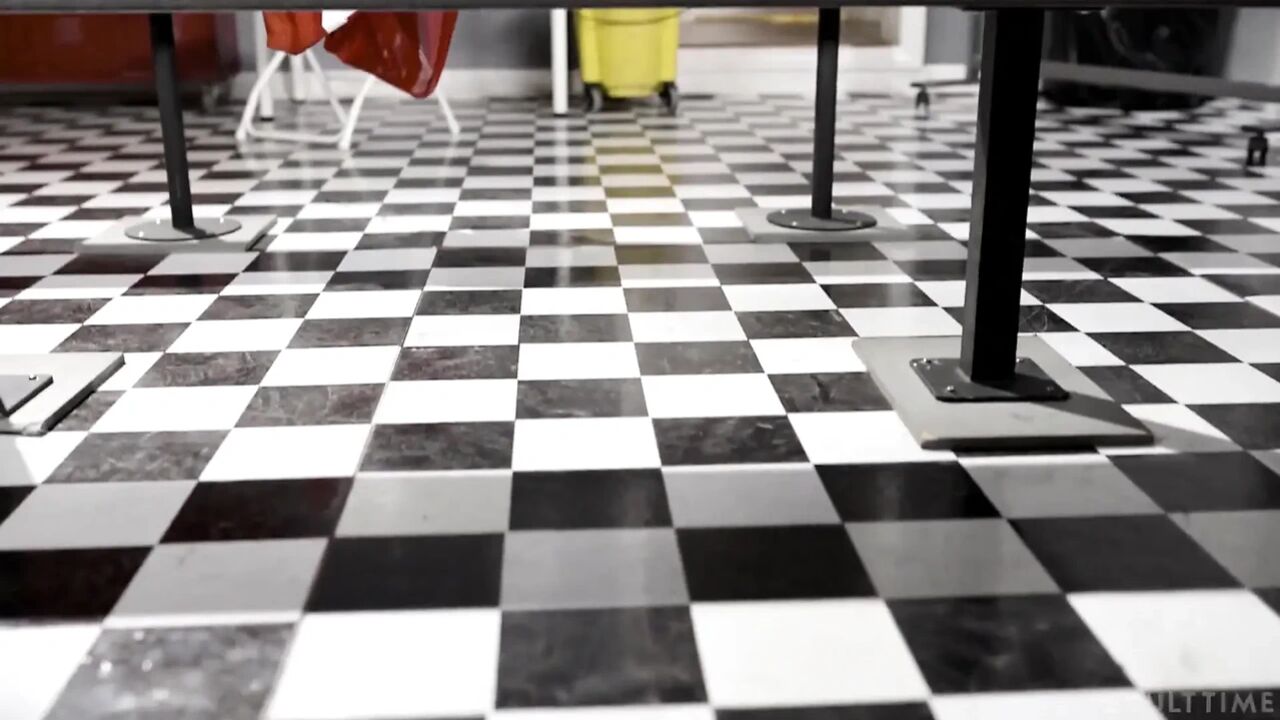Adult Time - Pervert Janitor Hides in Locker Room but April Olsen Catches Him & They Fuck Hard