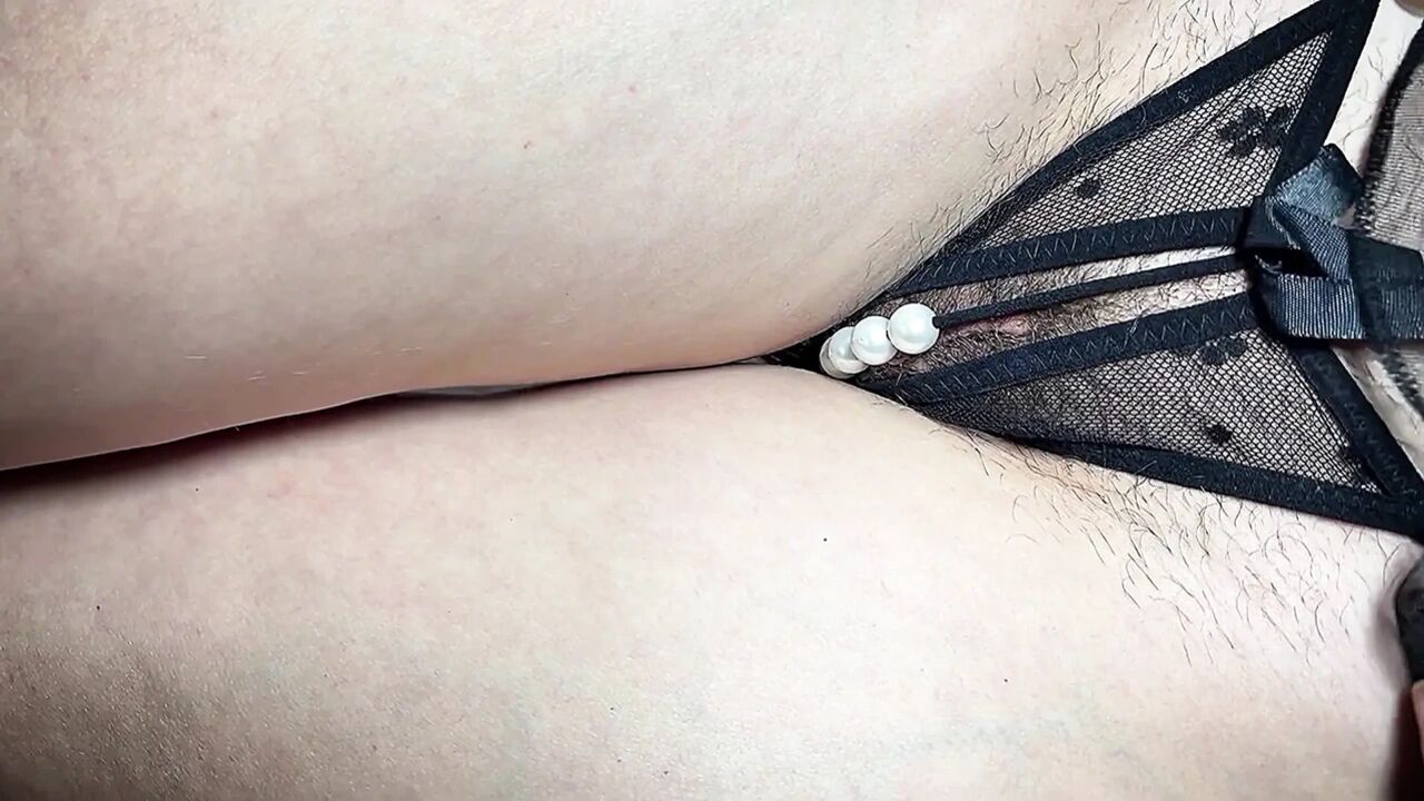 Rubbing dirty panties on hot stepsister's juicy, completely wet, it leaks